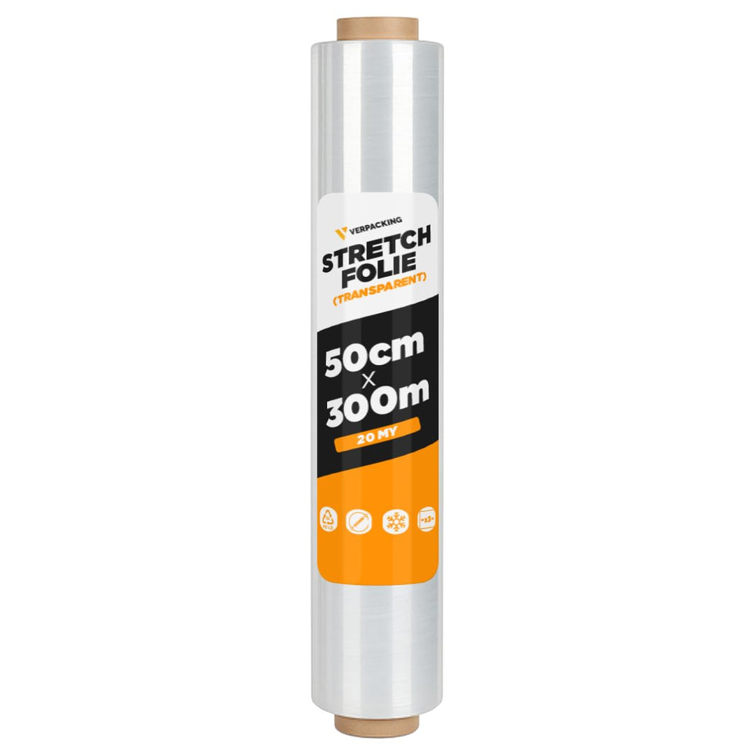 Verpacking Stretchfolie 20 my transparent 500mm x 300m 6 Rollen reissfeste Umzugsfolie 6 Rollen 20my