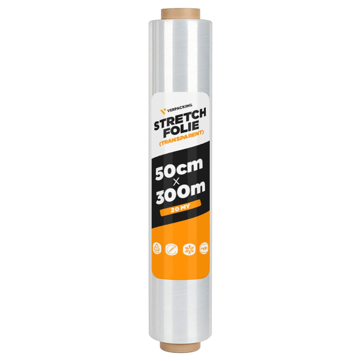 Verpacking Stretchfolie 20 my transparent 500mm x 300m 6 Rollen reissfeste Umzugsfolie 6 Rollen 20my