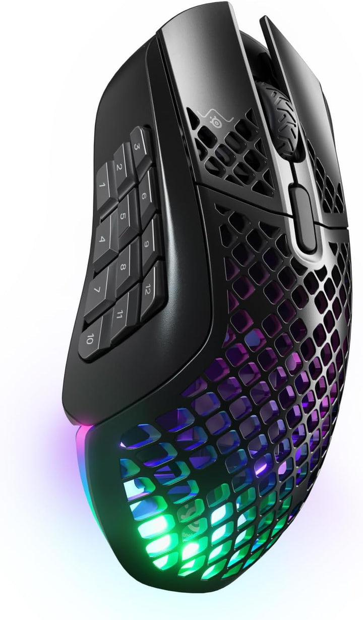 SteelSeries Aerox 9 Wireless Gaming-Maus – Ultraleicht für MMOs/MOBAs – 89 g Gewicht – 18 programmie
