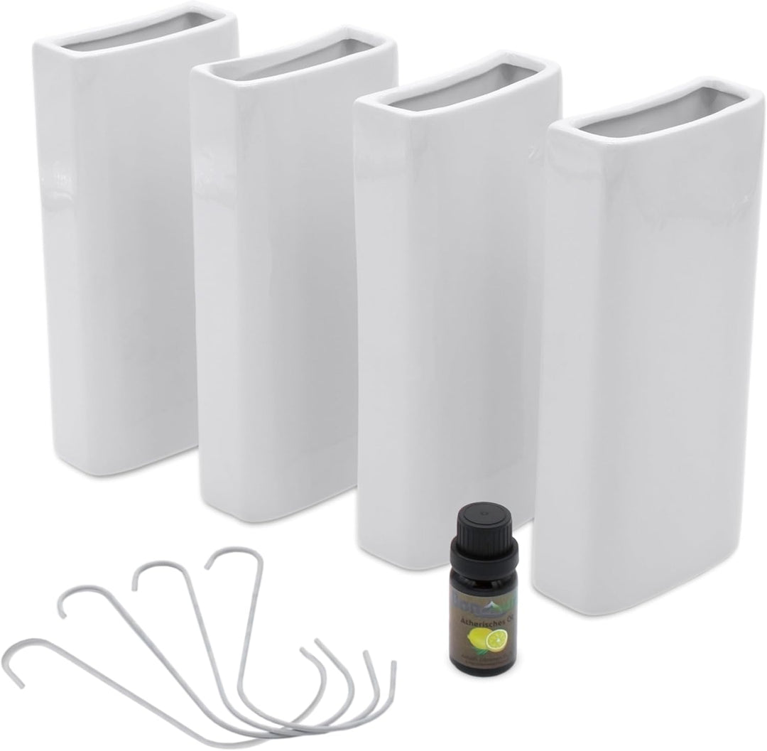 Keramik Luftbefeuchter eckig für Heizkörper 4er Set - 20 x 9 cm - Wasserverdunster zum Einhängen an