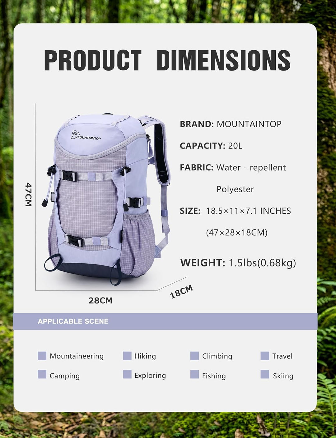 Mountaintop 20L Wanderrucksack Herren Damen Trekkingrucksack Reiserucksack Outdoor Rucksack Trekking