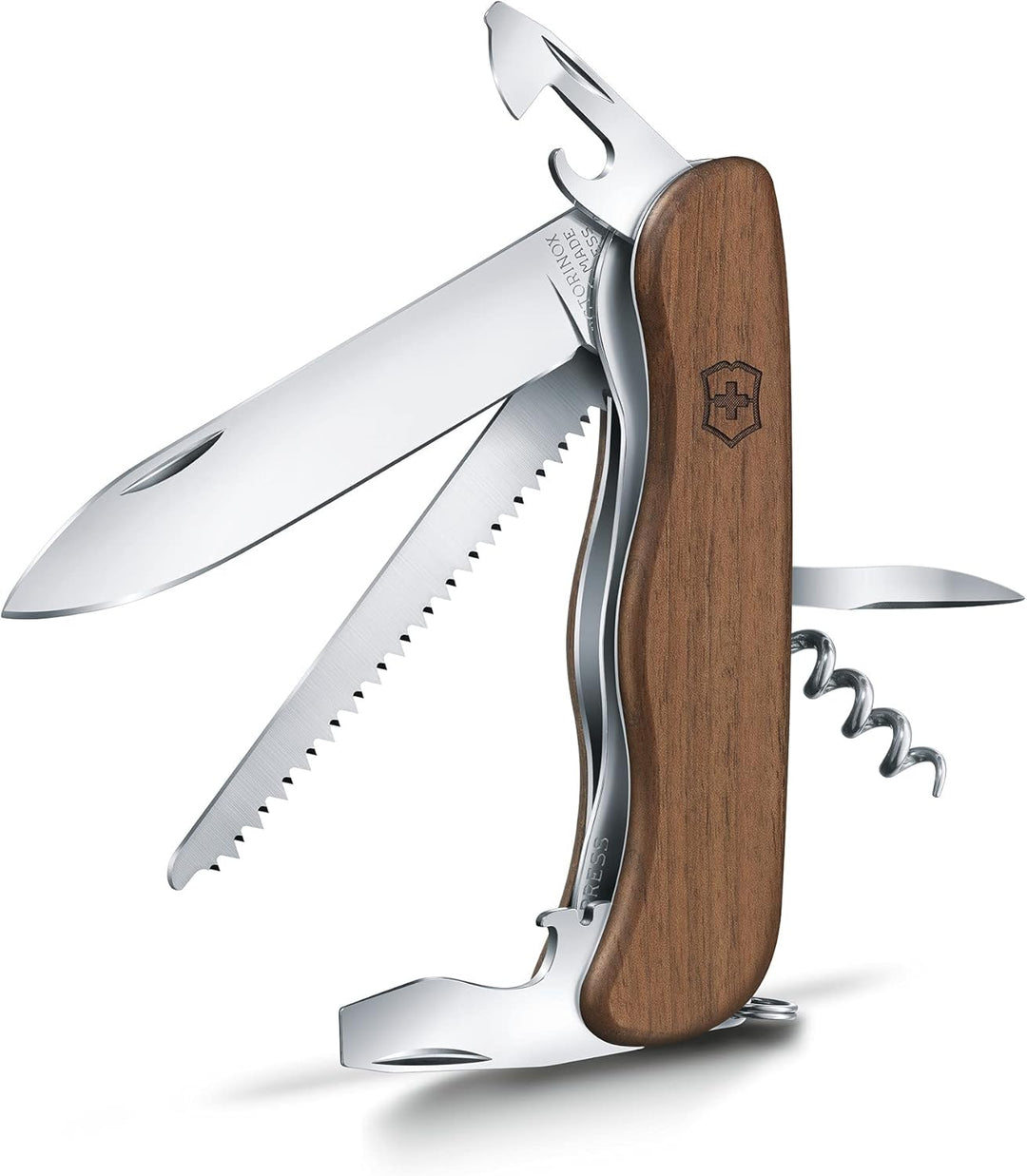 Victorinox Holz Taschenmesser Forester Wood (10 Funktionen, Schalen aus Nussbaumholz, Holzsäge) Sing