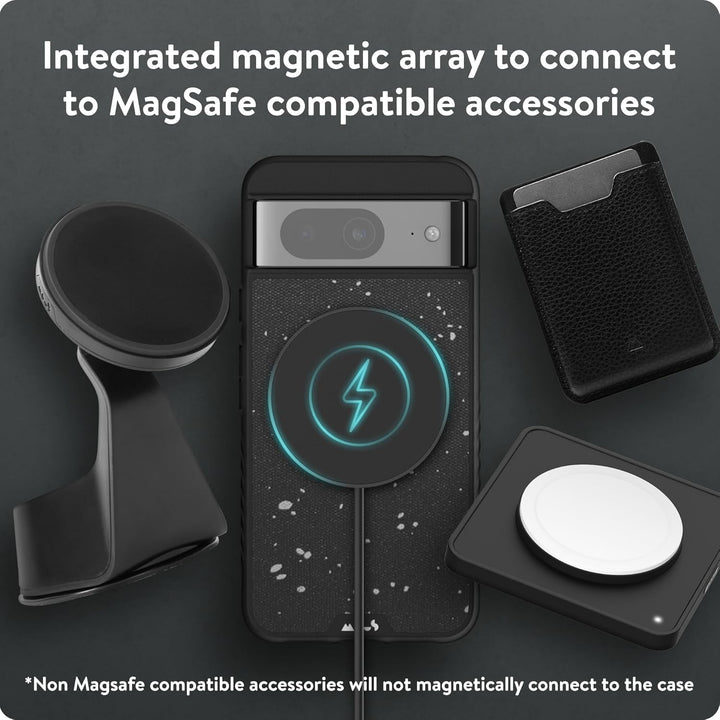 Mous Hülle für Google Pixel 8 MagSafe Kompatibel Case - Limitless 5.0 - Gesprenkelter schwarzer Stof