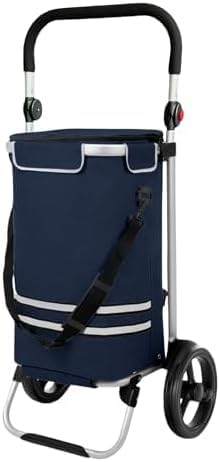 DIVID® Einkaufstrolley mit integrierter Sackkarre, 56LFassungsvermögen bis zu 50Kg belastbar,Klappba
