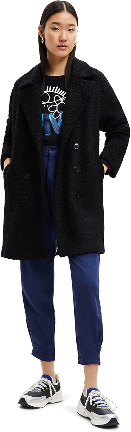 Desigual Damen Overcoat XL Schwarz, XL Schwarz