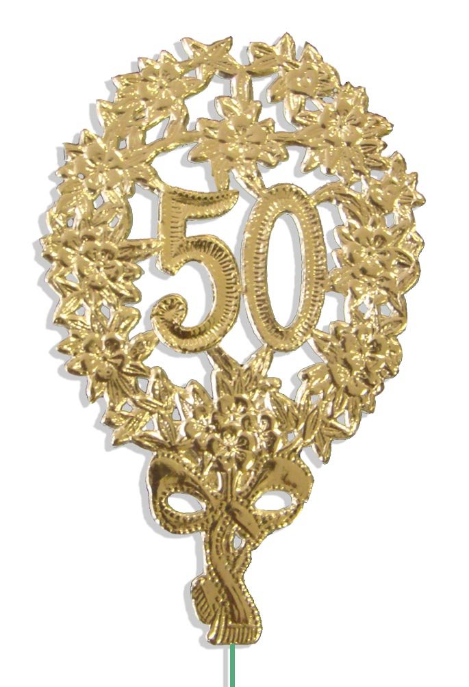 Kunze A014041501 Jubiläumszahl 50 mit Haltedraht, 10 Stück, Gold, 8 x 12 cm, 50