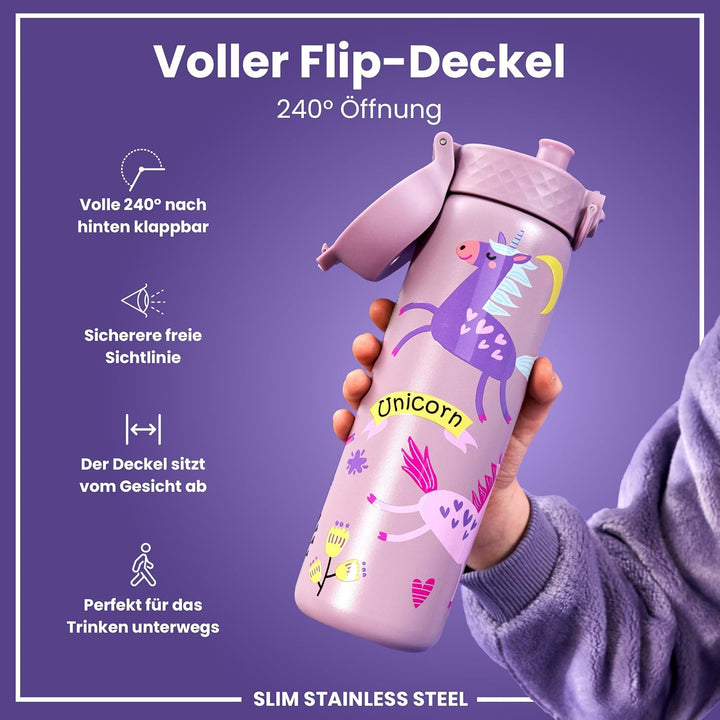 ion8 Leicht Stahl-Trinkflasche 600 ml Nicht IsoliertAuslaufsicher Einhandöffnung Sichere Verriegelun
