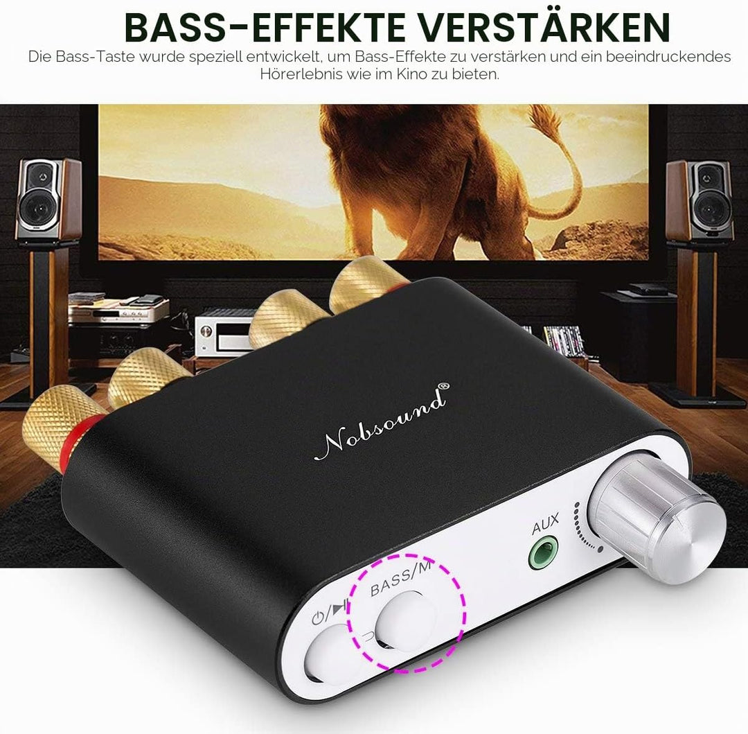 Nobsound NS-10G Mini Bluetooth 5.0 Digitaler Stereo Verstärker 100W HiFi Power Amp mit Netzteil (Sch