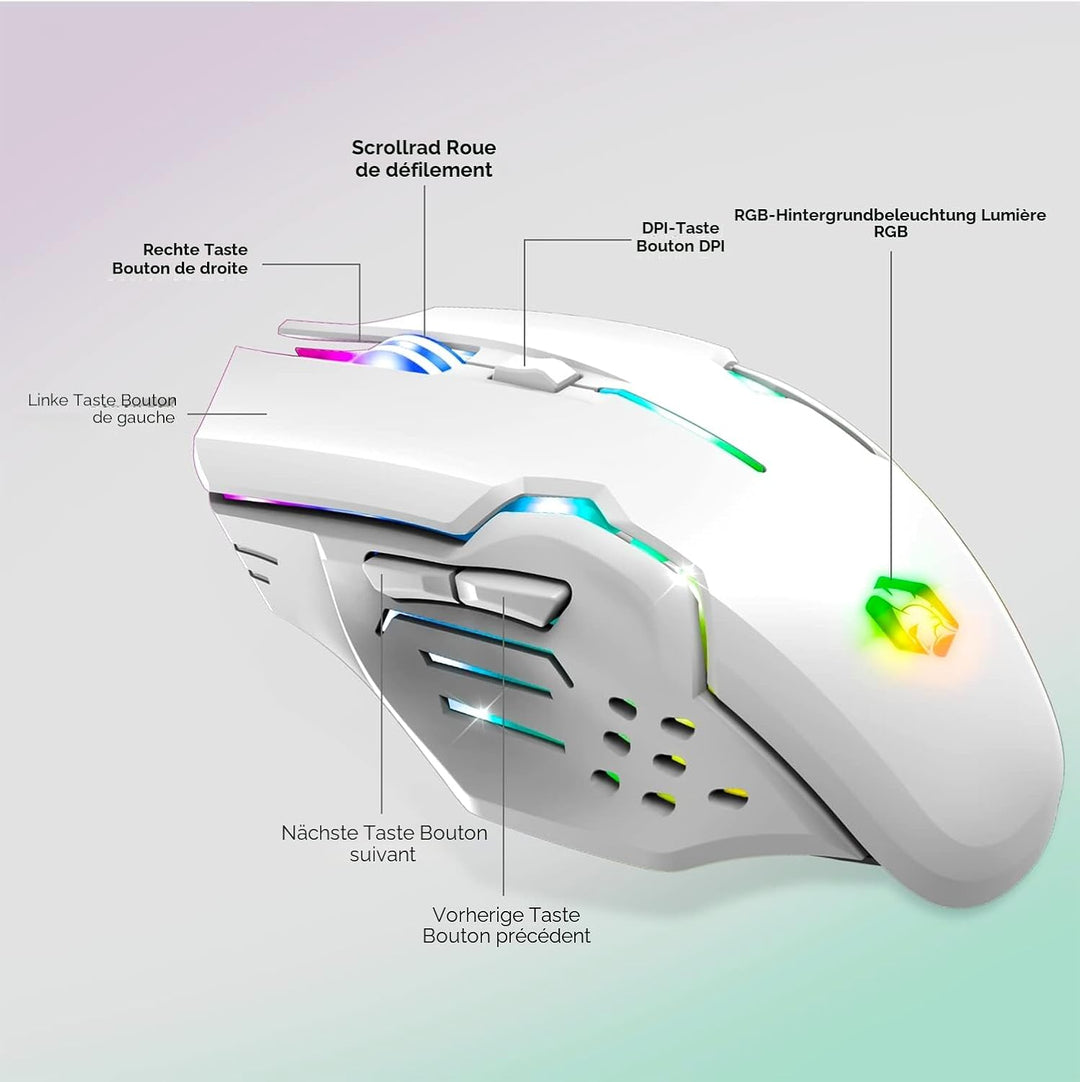 EMPIRE GAMING - Armor RF800 Wireless Wiederaufladbare Gaming Tastatur und Maus Set QWERTZ (DE-Layout