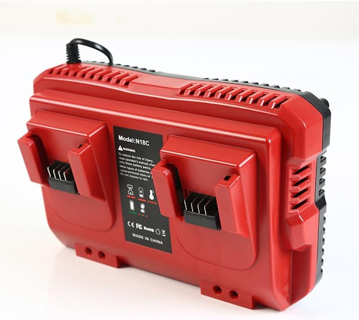 2 Ports Ladegerät Kompatibel mit Milwaukee M18 Akku, 18V Charger 48-59-1812 48-59-1802 48-59-1804, M