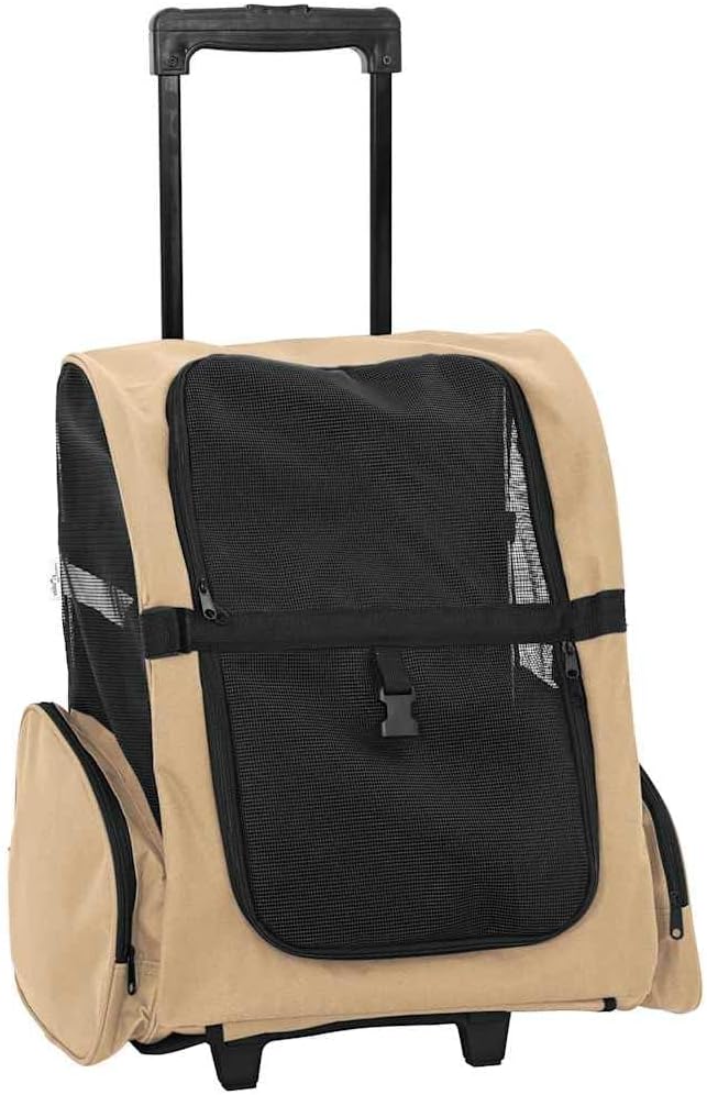 vidaXL Trolley für Haustiere 3-in-1 Sandfarbe 48x32x(57-106) cm cm Oxford-Gewebe, Sandfarbe