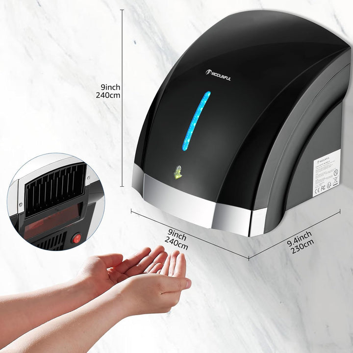 modunful Automatischer Handtrockner Elektrisch Wandmontage Infrarotsensor Händetrockner für Badezimm
