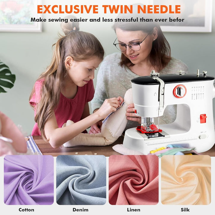Dekaim FLSM-519 Nähmaschine, Elektrische Nähmaschine für Anfänger und Kinder, 12 Stichprogrammen, Fr
