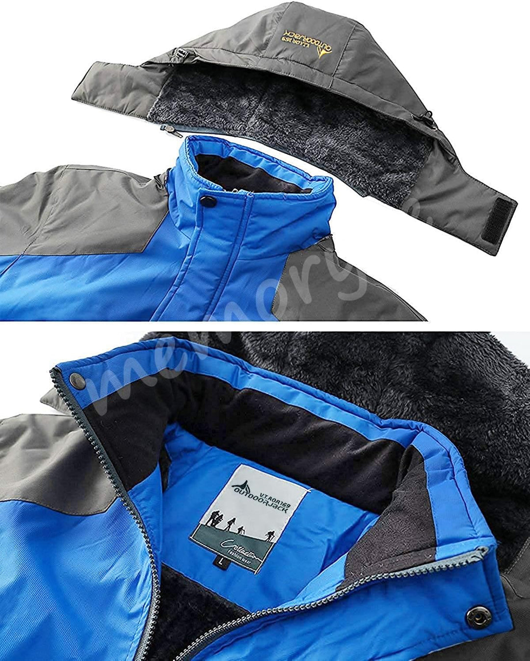 Memoryee Herren Ski Jacke Warmer Gefüttert Winter Fleece Mantel Wasserdichter mit Abnehmbarer Kapuze