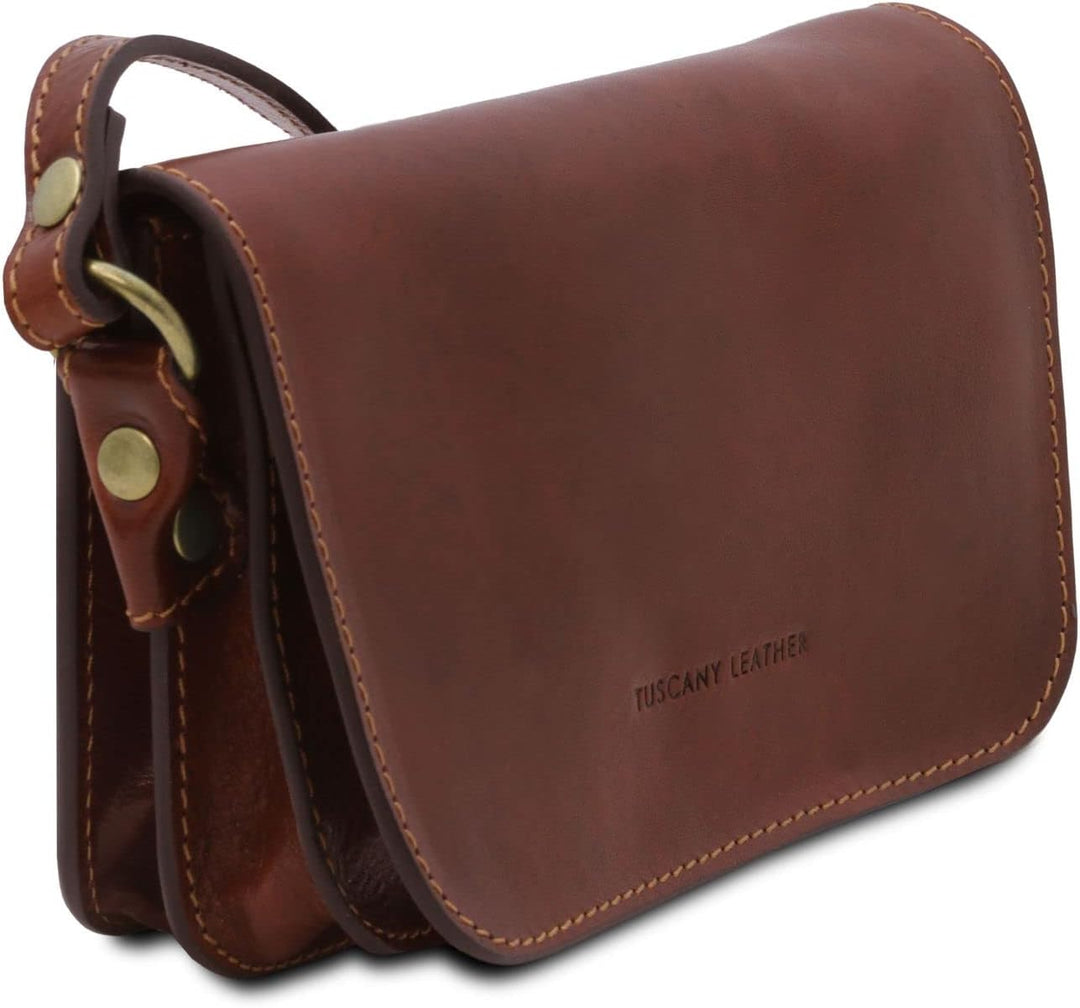 Tuscany Leather Carmen Umhängetasche aus Leder mit Umschlag Braun, Braun