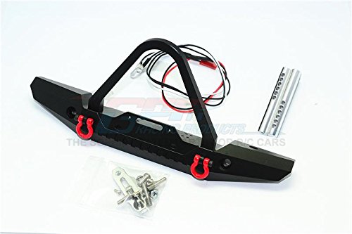 GPM Aluminium Front Bumper with Led Lights for 1:10 Crawlers (B) - 19Pc Set Black