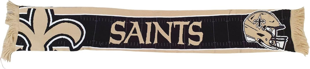 Great Branding NFL Jaquard Schal American Football Teamlogo Helm Fanschal Fransen Scarf-saints-black