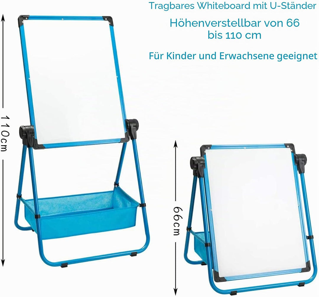 DOEWORKS Kinder Whiteboard Doppelseitiges Staffelei Kinder Whiteboard & Kreidetafel, Magnetische Whi