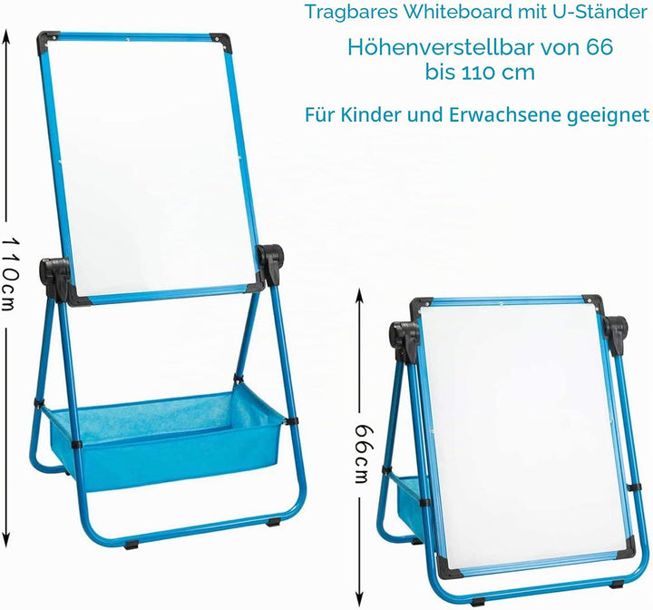 DOEWORKS Kinder Whiteboard Doppelseitiges Staffelei Kinder Whiteboard & Kreidetafel, Magnetische Whi
