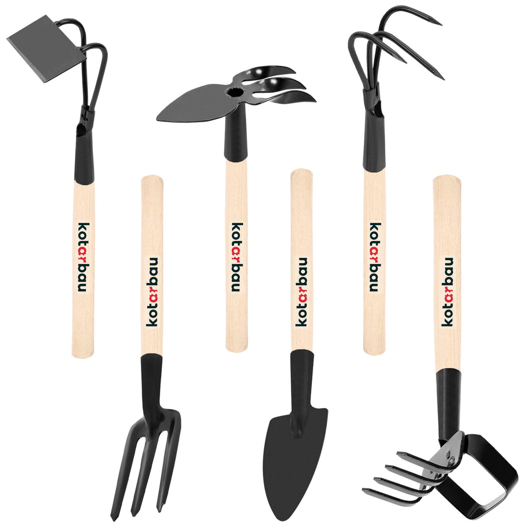 KOTARBAU® Gartenwerkzeug Satz 6tlg. Mini Gärtnerwerkzeug Forke Grubber Rechen Hacken Spaten Doppelha