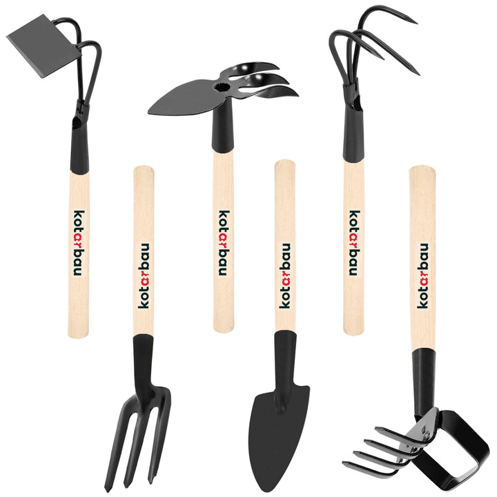KOTARBAU® Gartenwerkzeug Satz 6tlg. Mini Gärtnerwerkzeug Forke Grubber Rechen Hacken Spaten Doppelha