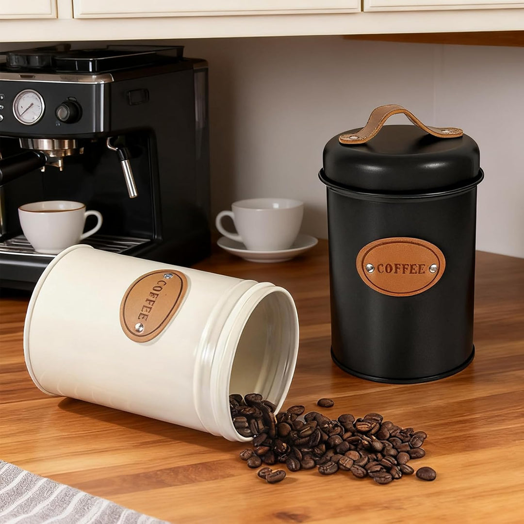 Kaffeedose 2er Set, 1200ml Luftdichte Kaffeebehälter, Kaffeebohnen Aufbewahrung und Kaffeepads Aufbe