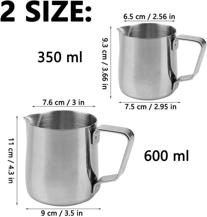 2 Stücke Milchkännchen, Milch Pitcher, Milchkännchen Edelstahl, Edelstahl Milch Aufschäumen Tasse, M