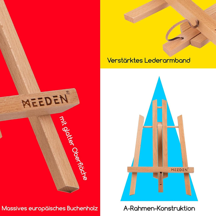 MEEDEN 3 Stück Tischstaffelei Holz, 50 cm Display Staffeleien, Kinder Staffelei Tisch, Bild Ständer