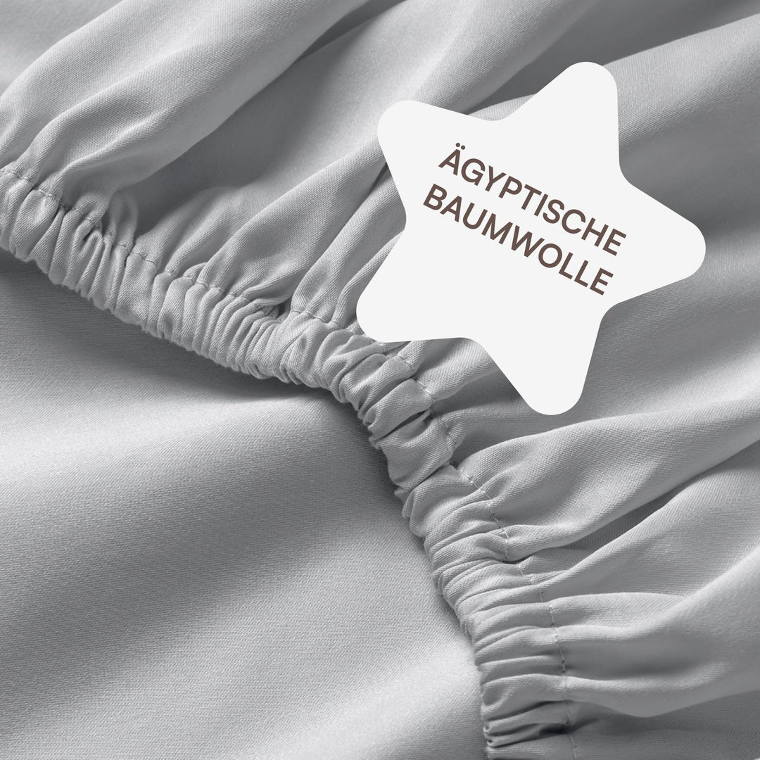 Amqua Mako Satin Spannbettlaken 100x200cm, 100% ägyptische Baumwolle (zertifiziert), Bettlaken für B