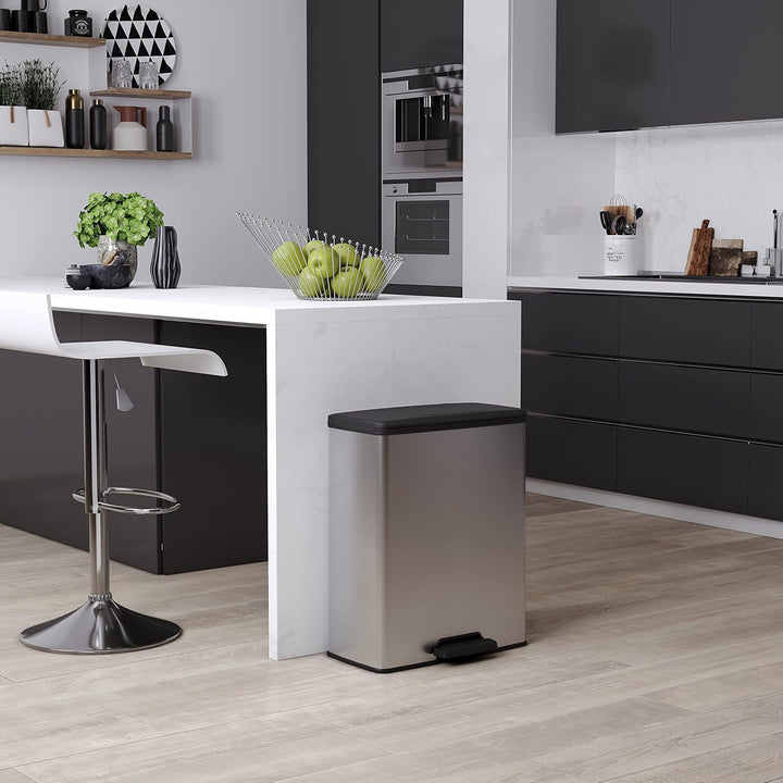 CURVER DECO BIN Mülleimer, Kunststoff, Silber metallic, 65L, Silber metallic