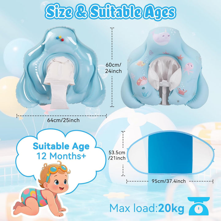 Baby Schwimmring mit Sonnendach UPF50+ Schwimmring Baby mit Sonnendach mit 1*Luftpumpe & 2*Flickzeug