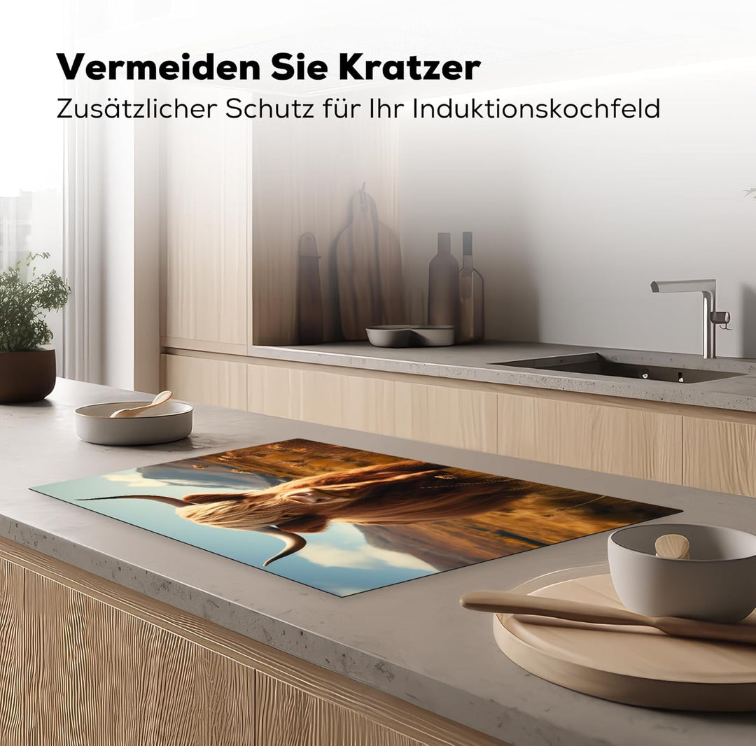Herdabdeckplatte 80x52 cm Einteilig Ceranfeld Abdeckplatte für Induktionsschutz Ceranfeldabdeckung V
