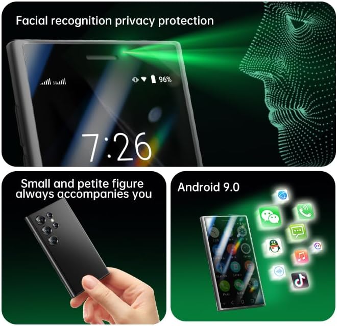 3G-Mini-Handy, kleines Smartphone für Kinder, 3-Zoll-HD-Bildschirm, 2 GB RAM + 16 GB, kompakt, WiFi,