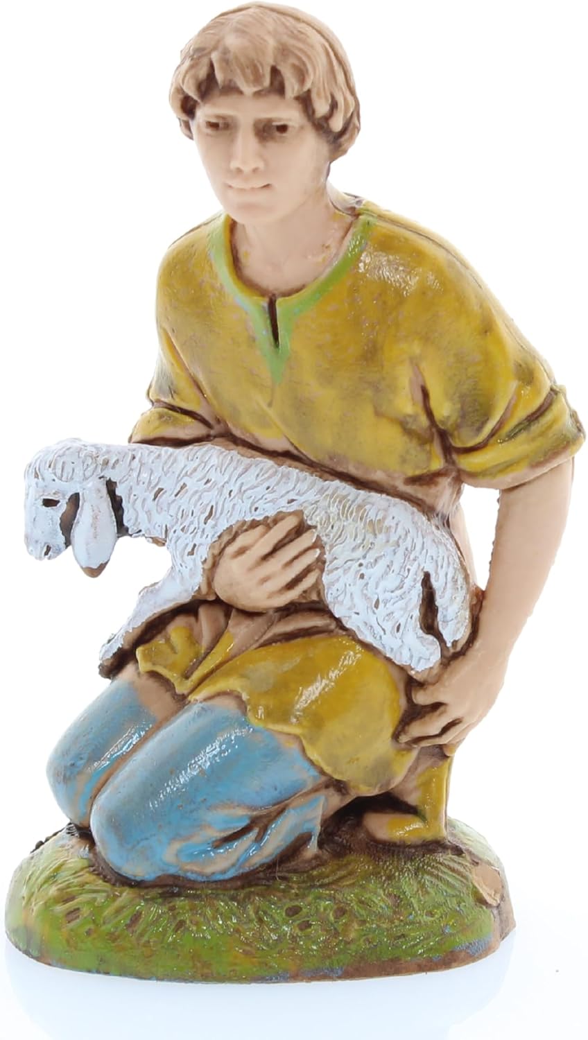 Moranduzzo Set 8 Hirten für Krippe 10 cm Massstab 1:20 - Unzerstörbare Krippenfiguren - Stil 700', H