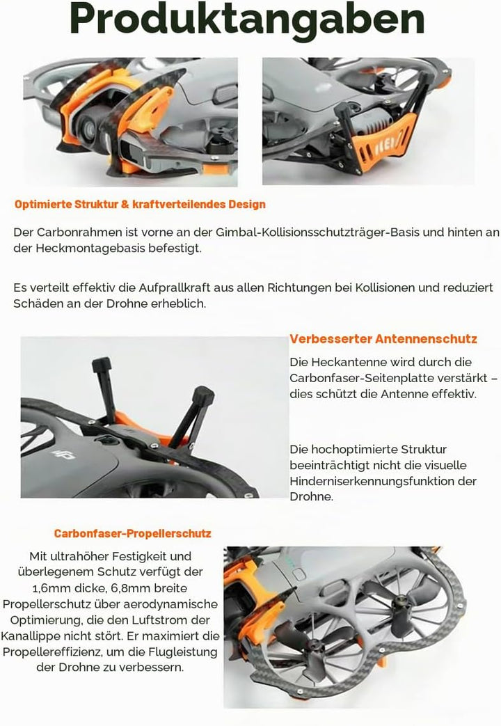 Carbon Fiber Armor Protection Kit Kompatibel mit DJI Neo 2 - Leichte, stossfeste Abdeckung mit Gimba