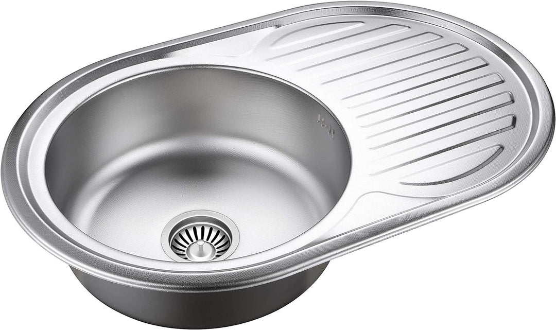 VBChome Einbauspüle mit Armatur 77x50 Leinenstruktur ab 45er Unterschrank Edelstahl Küchenspüle Spül