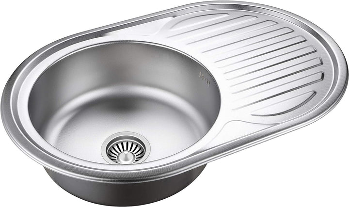 VBChome Einbauspüle mit Armatur 77x50 Leinenstruktur ab 45er Unterschrank Edelstahl Küchenspüle Spül