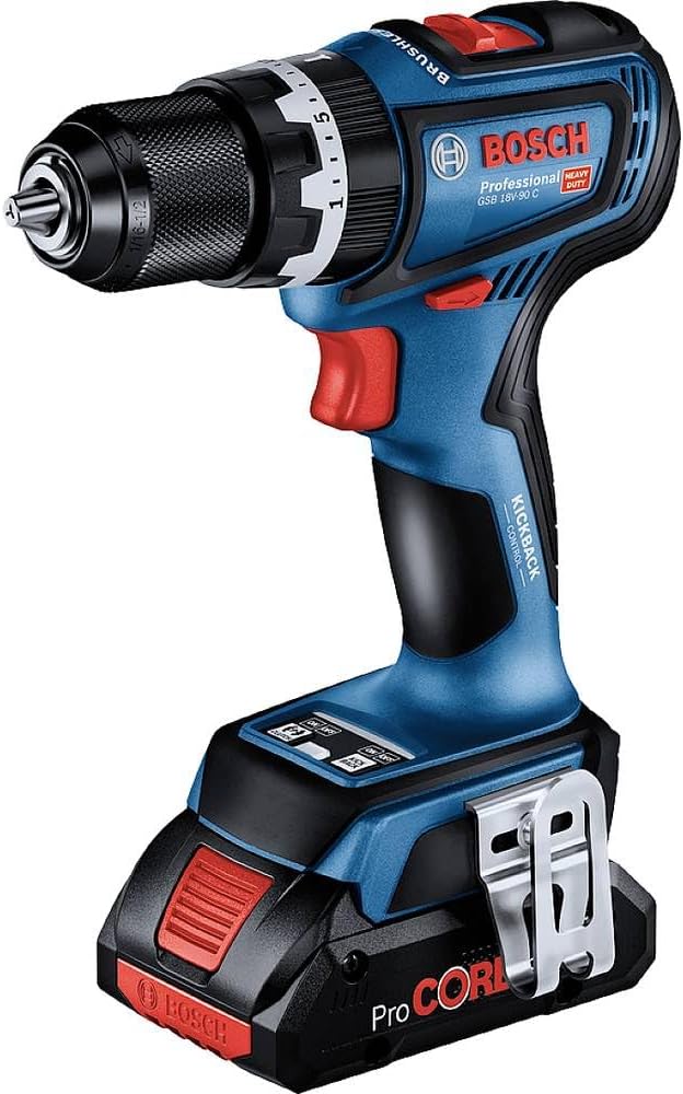 Bosch Professional 18V System Akku Schlagbohrmaschine GSB 18V-90 C (inkl. 2x Akkus 5.0Ah, Schnelllad