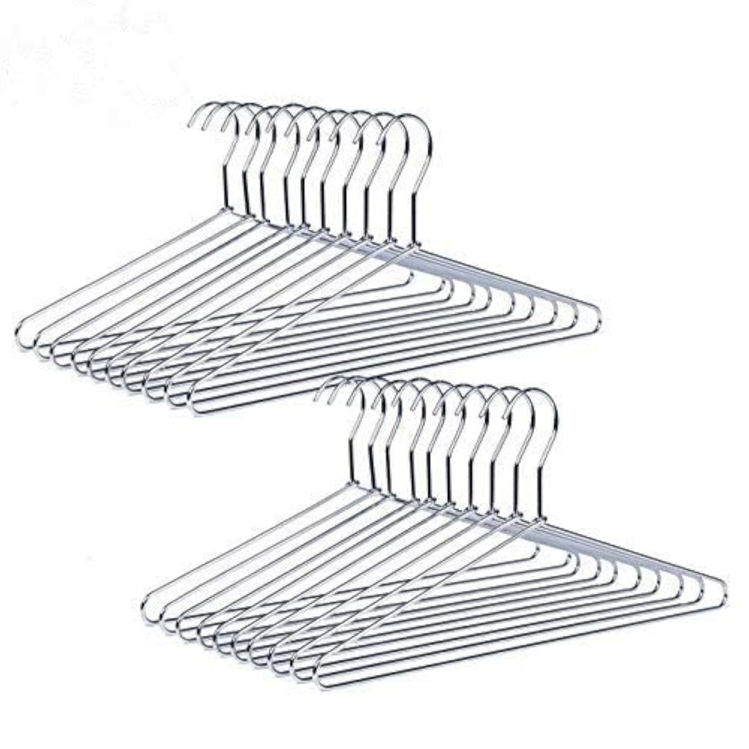 Amber Home 20 Stück 43cm Chrom Eisen Kleiderbügel, Silber Metall Kleiderbügel für Anzug T-Shirt Hemd