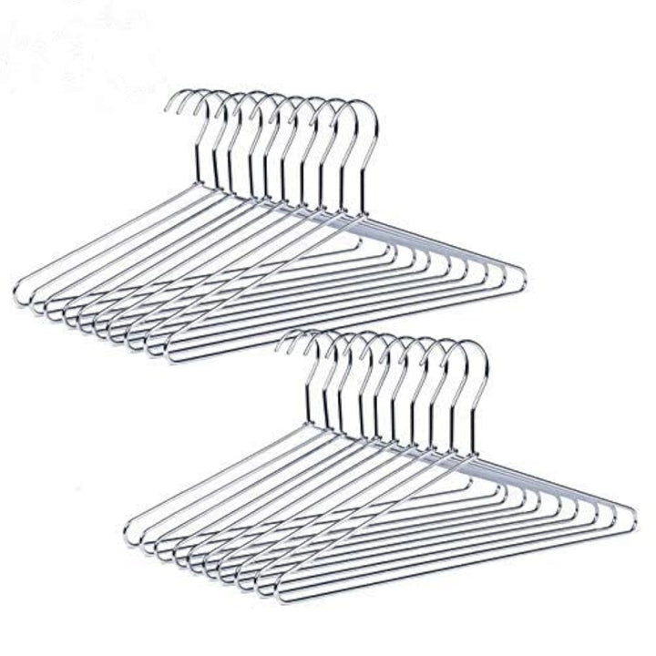 Amber Home 20 Stück 43cm Chrom Eisen Kleiderbügel, Silber Metall Kleiderbügel für Anzug T-Shirt Hemd