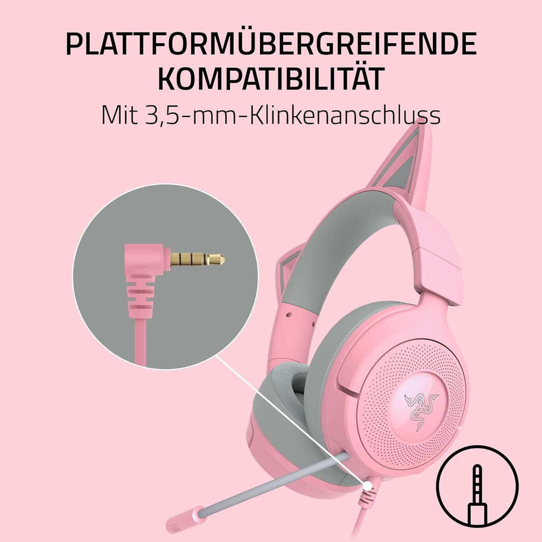 Razer Kraken Kitty V3 X - Kabelgebundenes Kitty-Headset für Gaming - Kultige Kitty-Ohren - 270g leic
