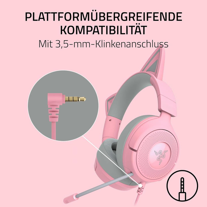 Razer Kraken Kitty V3 X - Kabelgebundenes Kitty-Headset für Gaming - Kultige Kitty-Ohren - 270g leic