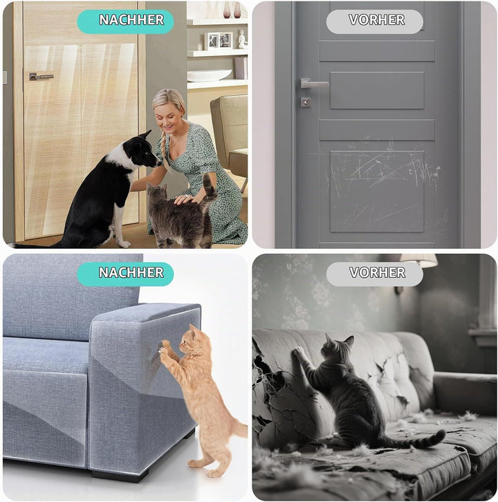 Uross Kratzschutz Sofa Katze, 5m x 43cm Katze Sofa Transparent Kratzschutzfolie Couch für Möbel von