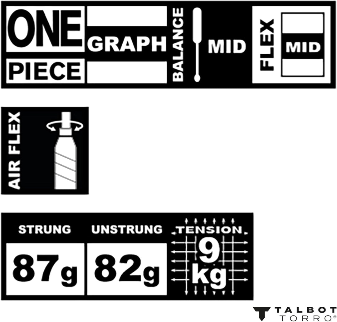Talbot Torro Badmintonschläger Isoforce 411, 100% Graphit, One Piece, Verschiedene Designs wählbar 4
