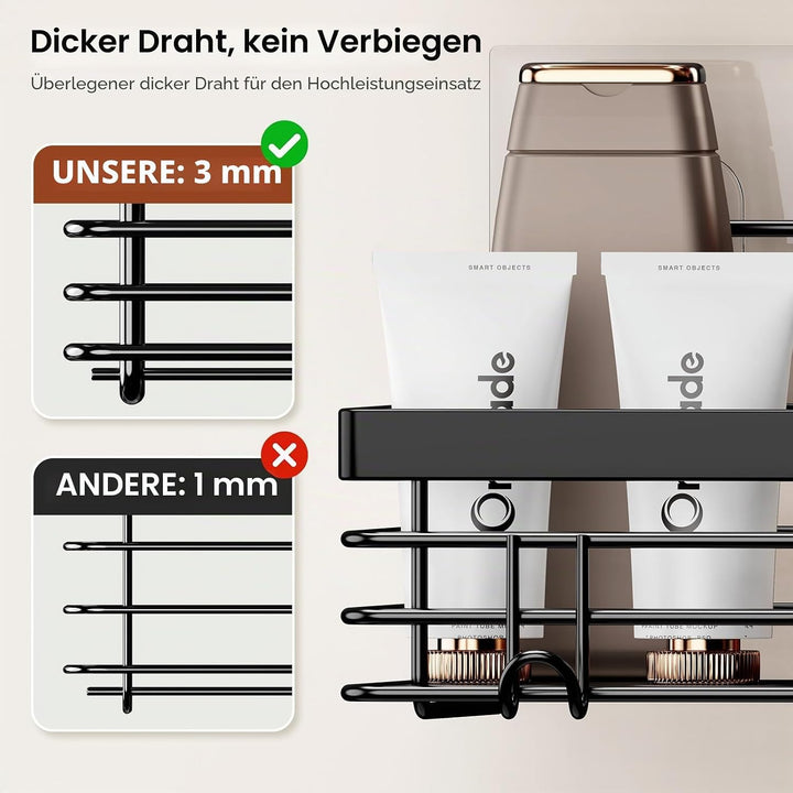 Orimade Duschablage ohne Bohren mit 5 Haken, Badezimmer duschregal ohne bohren Selbstklebend Duschab