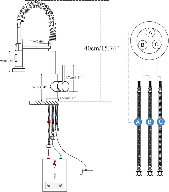 Schwarz Niederdruck Armatur Küche Wasserhahn Ausziehbar Niederdruck Küche 360° Drehbar Wasserhahn Kü