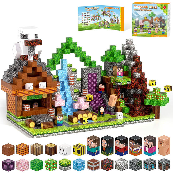 Magnetische Bausteine, Magnetbausteine mit Abenteuerwelt, Magnetfliesen für Kinder ab 3–8 Jahre, STE