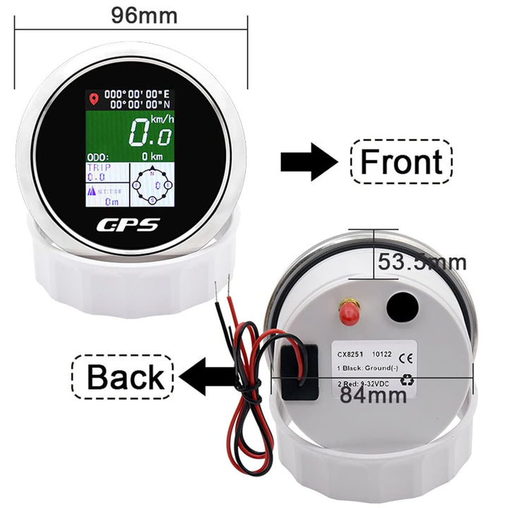 Geloo 85mm TFT Bildschirm Digital GPS Geschwindigkeitsmesser Wasserdicht Einstellbar MPH Knoten Km/h