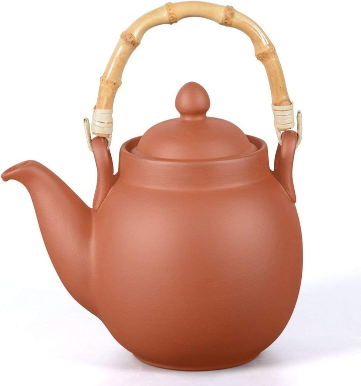 Ton Teekanne Tenno 1,1 Liter mit Tonsieb und Bambushenkel. Handgefertigt, Original Aricola®