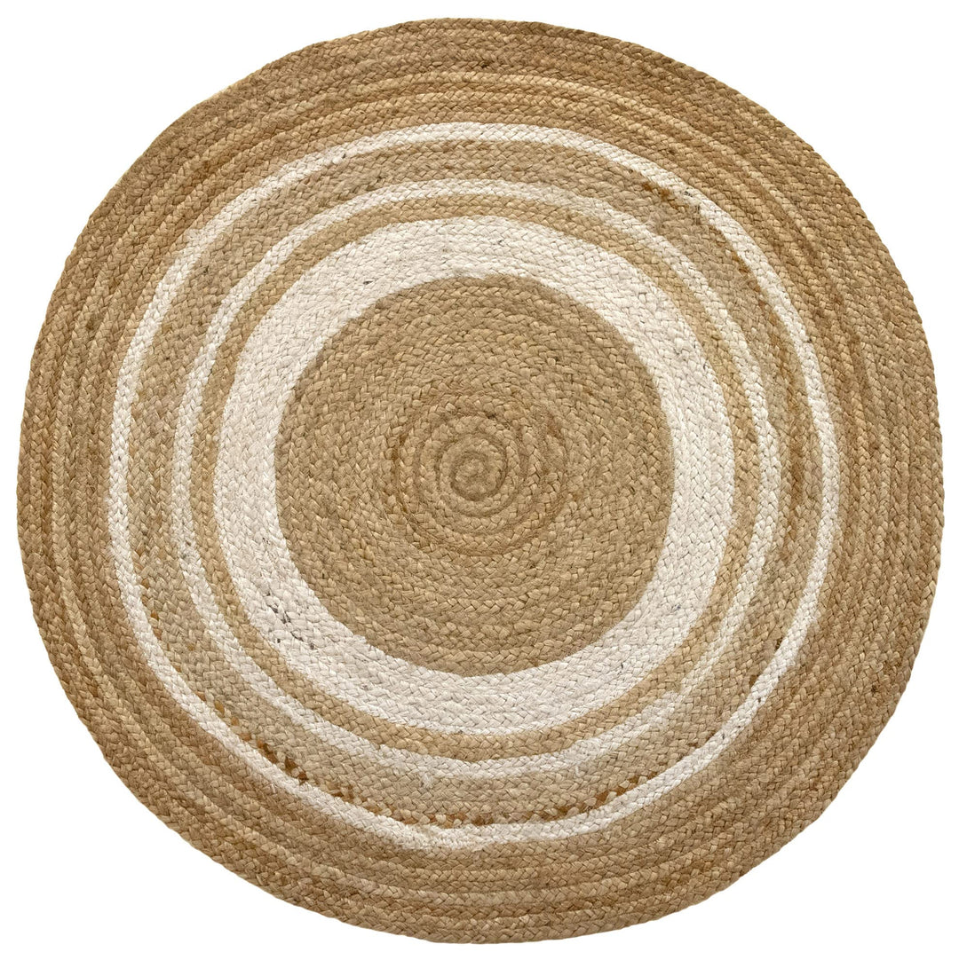 HAMID Jute Teppich Rund, Alhambra Teppich Handgewebt 100% Naturfaser de Jute, Wohnzimmer, Schlafzimm